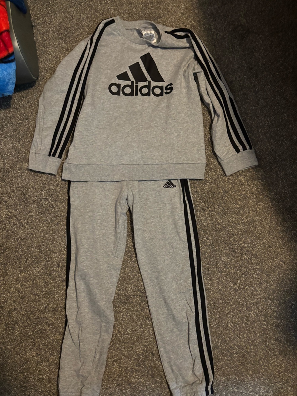 adidas Grey Sweatpants with Black 3-Stripes